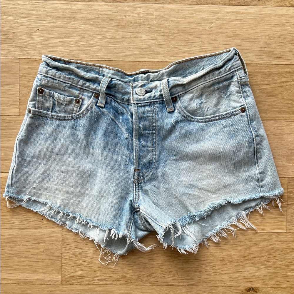 Levi's Light Blue Distressed Jean Shorts